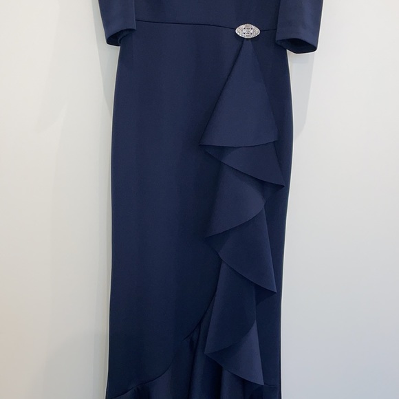 Navy Eliza J off the shoulder formal dress - Picture 3 of 6